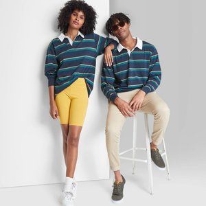 Striped Rugby Polo Shirt - Navy/Green